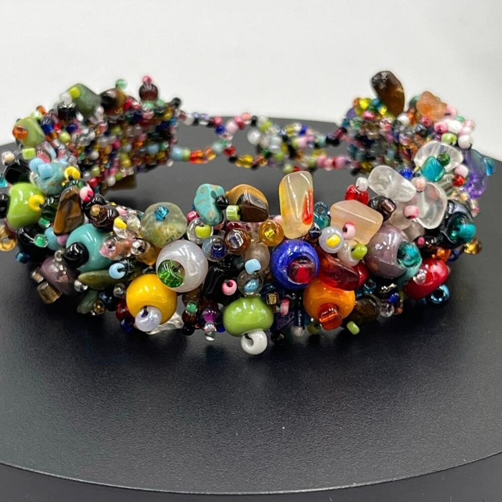 Artisan handmade Beach Ball Caterpillar stones seeds crystals beads‎ Bracelet